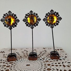 Set of 3 Pier1 Jeweled Flower Style Photo / Recipe Card Holders